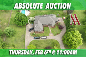 Auction announcement for 1069 Windsor Drive, Gallatin, TN – February 6th, 2024, live on-site absolute auction.