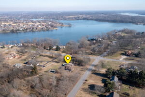 View of 1069 Windsor Drive with nearby lake in Gallatin, TN.